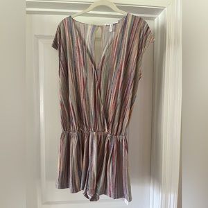 BCBG striped plunging romper size small